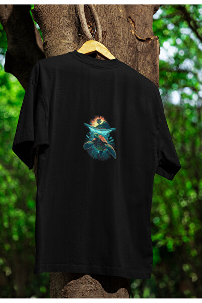 MG Turtle Printed Unisex Crew Neck Cotton Oversize Short Sleeve T-Shirt