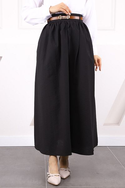 İmajButik Μαύρη φούστα με κορδόνι με ζώνη μέσης