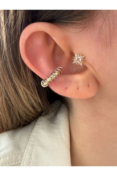 Pinery Jewels Double Sided Double Color Ring Brass over Plated Women Cartilage Earrings