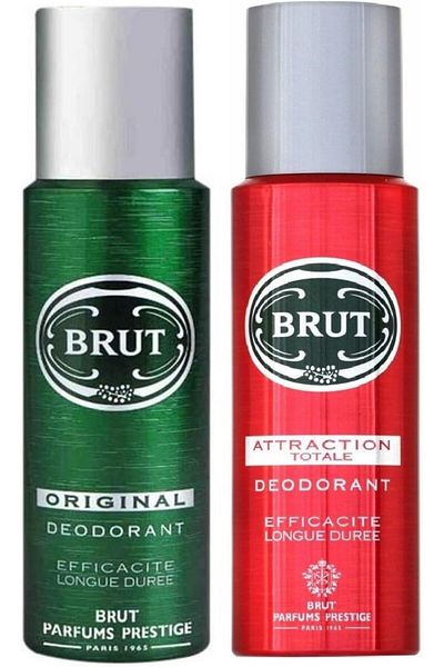 Brut Original+Attraction Totale Efficacite Deodorant, 200ml(Pack of 2)