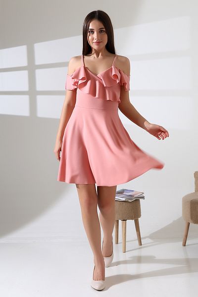 Planet Prestige Rochie de pudră cu volan fără umeri