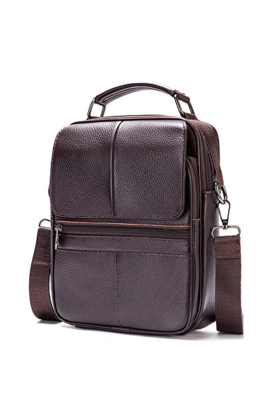 delis Men's shoulder bag, Conrad, genuine leather, Dark brown