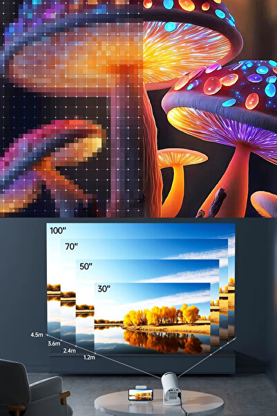 ELECTROZEN HY300 Taşınabilir Projektör 1080P Android Son Sürüm Kablosuz Bağlantı Mini Ev Sineması 4K