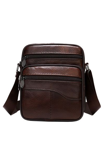 PFY Men's Shoulder Bag, Dacian Gt1546, Natural Leather, Dark Brown Model