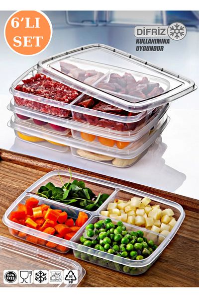 Palica 6-Piece Refrigerator Organizer Microwave and Freeze Suitable Storage Container Set 6 X 400 ml Organizer