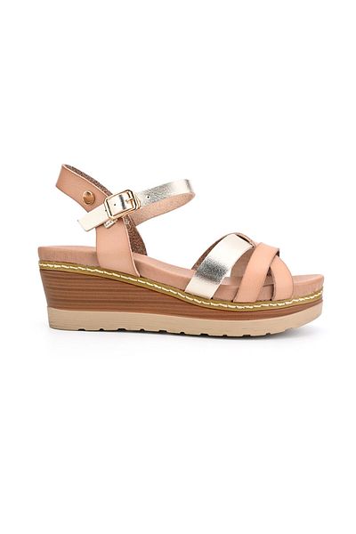 Tmall Sandale de damă, cu platformă, din piele ecologică, Sa64, kaki