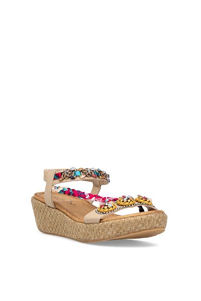 Guja 25Y153-2 Women's Stone Flat Sandals Beige