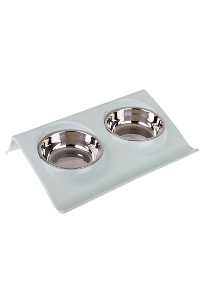 Avex Set of 2 metal bowls with stand for feeding pets