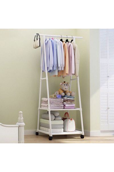 Generic Multi-function Triangle Coat Rack Removable Bedroom Hanging With Wheels Floor Standing Clothes Rack