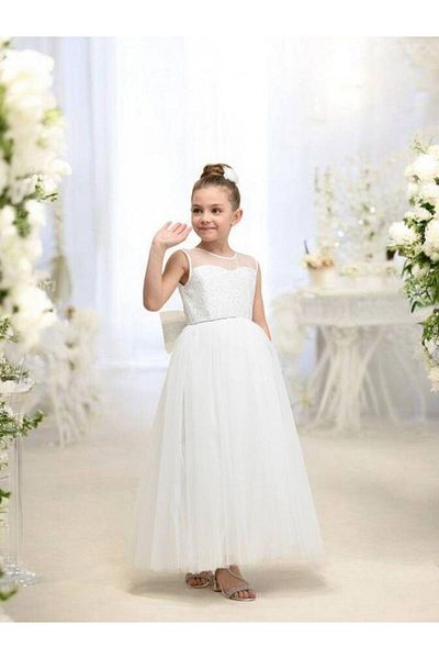 Zekids Girl's Tulle and Bow Detailed Design Evening Dress