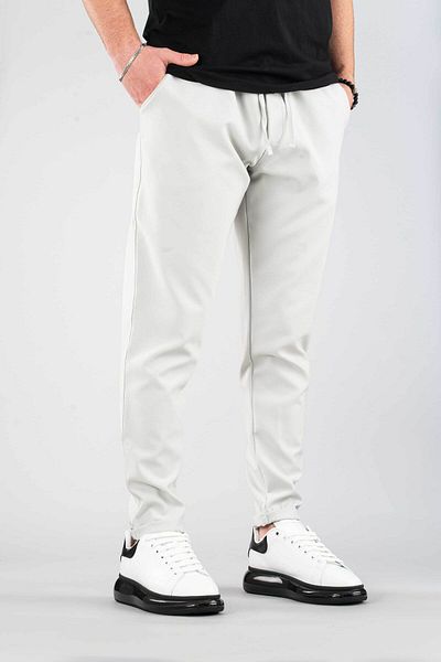 bombe Men's Jogger Pants Elastic Waist Drawstring Cotton Casual Boyfriend Pants Gray