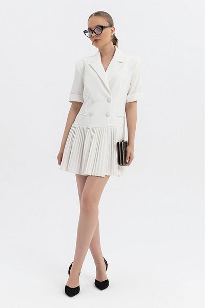 SOFT Jacket-Dress with Fabric Overlay Button Pleated Skirt