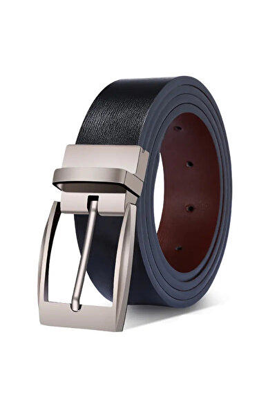 delis Curea Cu Doua Fete Pentru Barbati C-57, Piele Naturala, Negru-maro