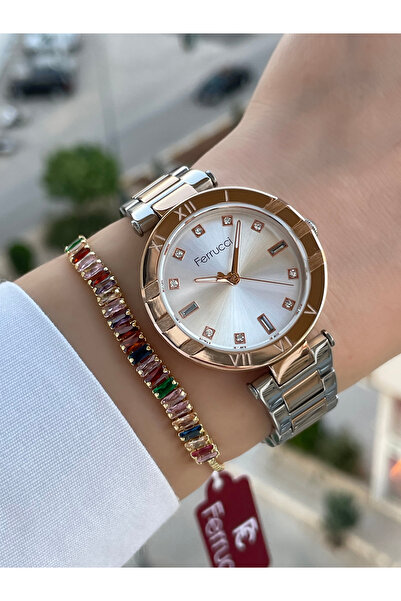 Ferrucci طقم ساعة يد وسوار هدية نسائية