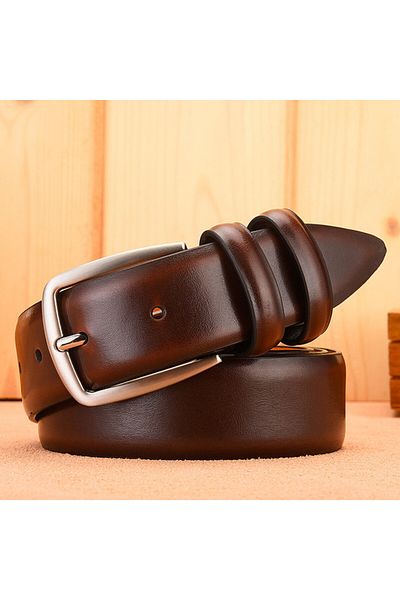 delis Men's Belt C-71, Genuine Leather, Dark Brown