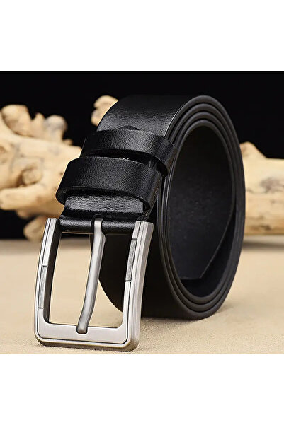 delis Мъжки колан C-59, естествена кожа, черен