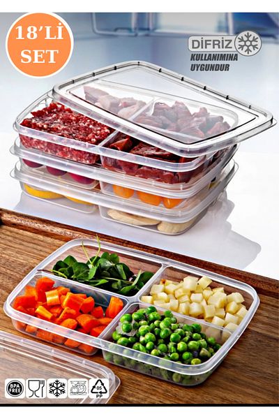 Palica Set of 18 Refrigerator Organizer Microwave and Freeze Suitable Storage Container 18 X 400 ml Organizer