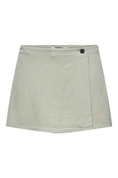 ONLY Women's High Waist Linen Blended Shorts Skirt - Light Green