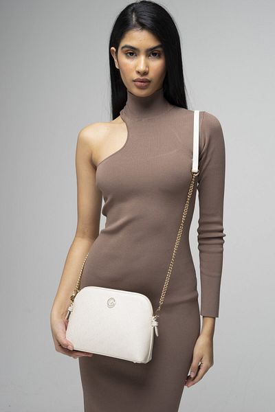 Valentino Orlandi Monogram Μπεζ Γυναικεία τσάντα χιαστί Vlt044