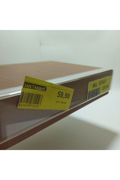 ETİKETLİK FİYATLIK Shelf Front Double Sided Tape Label Holder (Top) 40Cmx3Cm 10Pcs