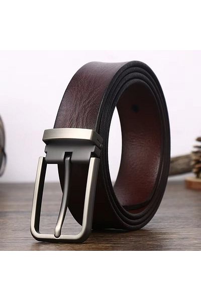 delis Men's Belt C-161, Genuine Leather, Dark Brown