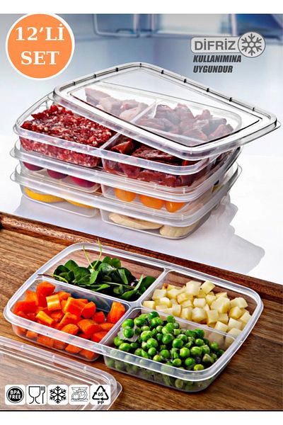 Palica Set of 12 Refrigerator Organizer Microwave and Freeze Suitable Storage Container 12 X 400 ml Organizer
