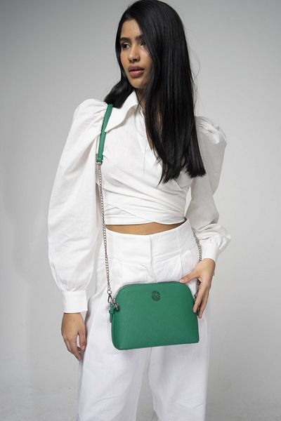 Valentino Orlandi Monogram Πράσινη γυναικεία τσάντα χιαστί Vlt044