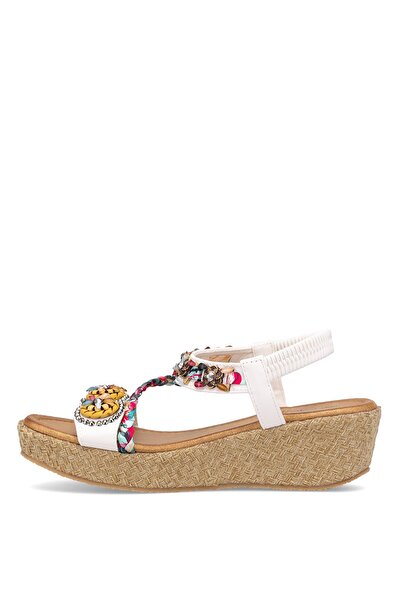 Guja 25Y153-2 Women's Stone Flat Sandals White