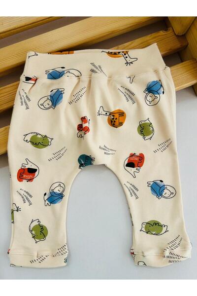 eymwes Baby Girl and Boy Patterned Combed Cotton Single Bottom Shalwar Trousers