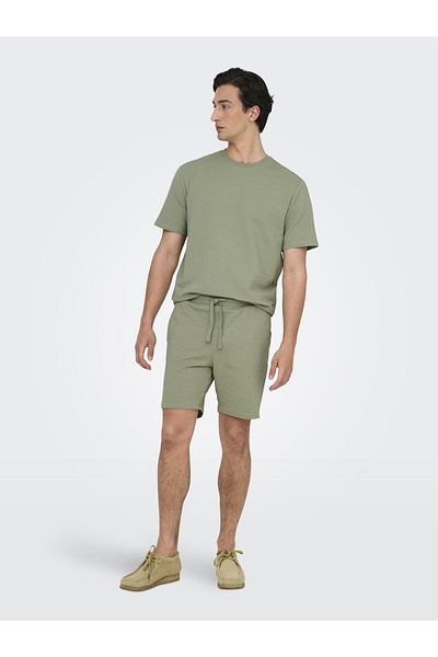 Only & Sons Ανδρικό υφασμάτινο σορτς Seersucker Casual Cut - Ανοιχτό πράσινο"