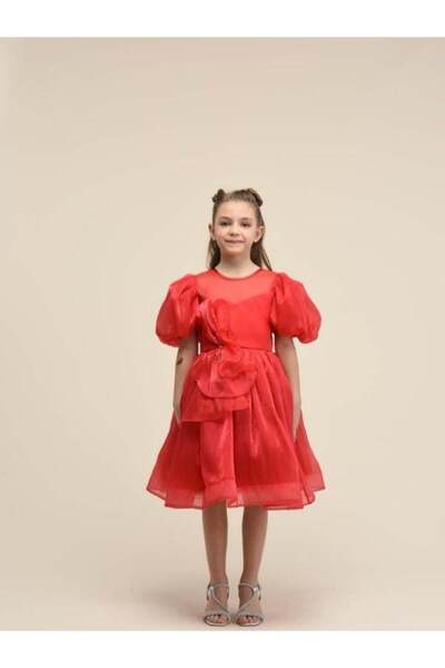 Zekids Κομψό και λαμπερό βραδινό φόρεμα για κορίτσια με μανίκια με μπαλόνι