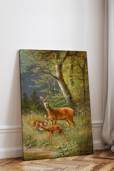 epiqart Kızıl Geyik Ailesi - Kanvas Tablo