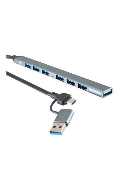 Spon USB C + USB Type A Hub 7 in2, 7 Ports USB Charging Extender Data Hub Splitter Extension, USB 3.0