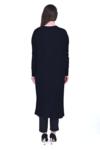 Invee İnvee 7029 Patterned Knitwear Cardigan - Black