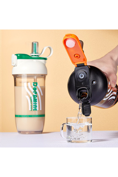 Livava Energy Drinker 500 Ml, with Shaker and Straw, Gray, 24X11