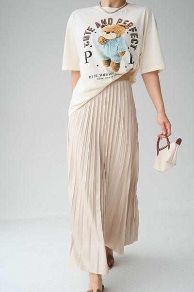Panku Bizu Design Store Pavlina Cream Color Pleated Long Skirt