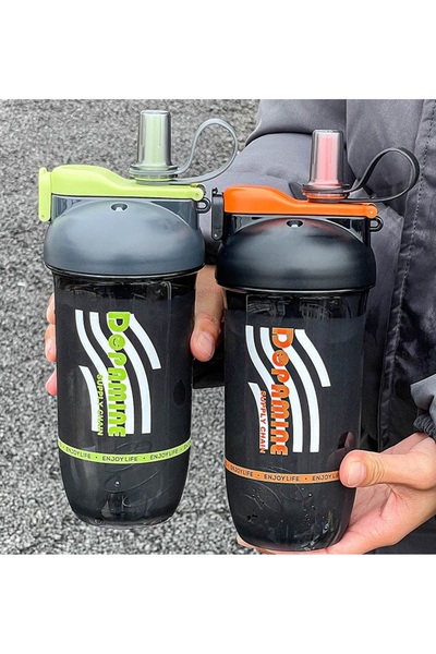 Livava Energy Drinker 500 Ml, with Shaker and Straw, Gray, 24X11