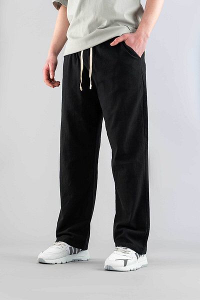 bombe Men's pants elastic waist linen casual stretchy Stretch Fabric basic cotton jogger