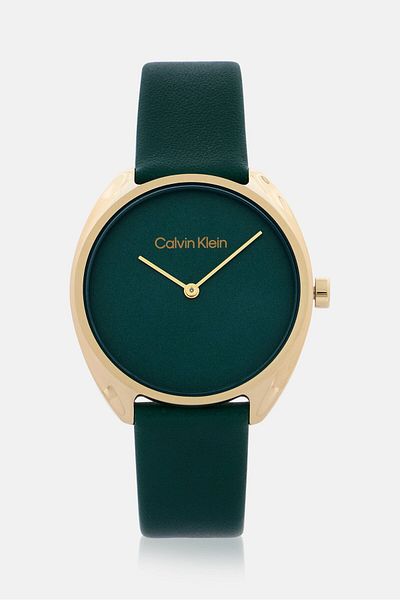 Calvin Klein Women 25200273 Leather Analog Watch 34 mm, Green
