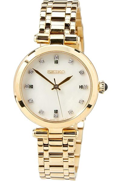 Seiko White/Yellow Gold Toned Steel 30 mm Watch - SRZ536P1