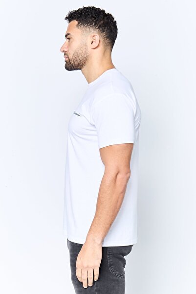 Maserati Men Crew Neck Short Sleeve Brand Logo T-Shirt, White