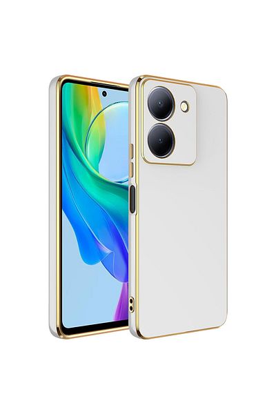 Rivor جراب متوافق مع Vivo Y36 4G ذو حافة لامعة ومطرز ذهبي لحماية الكاميرا، جراب ناعم ملون
