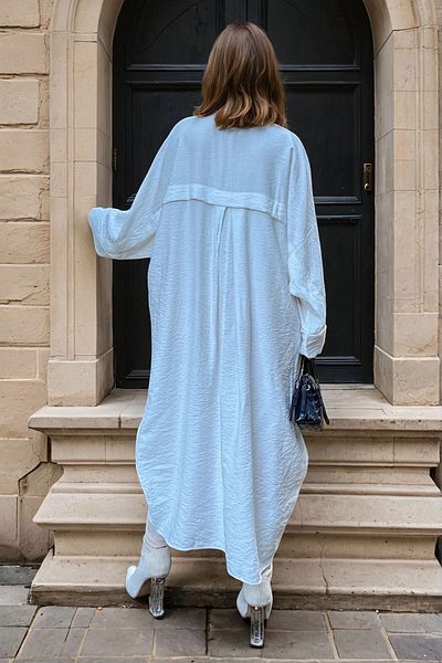 bacc Women's Ecru Linen Bat Sleeve Casual Pocket Shirt Dress Bcbsk-25700-3282