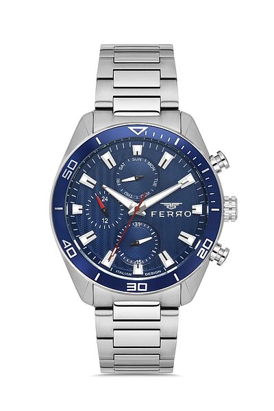 FERRO Silver Steel Band Men's Wrist Watch Fm40138A-A3