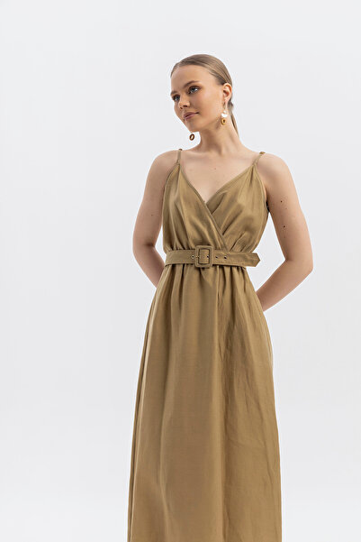 SOFT Natural Linen-Lyocell Blended Premium Summer Suspender Dress – Belt Detail