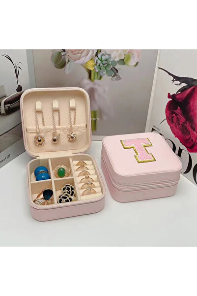 Choice صندوق تخزين مجوهرات صغير على شكل حرف T، أفكار هدايا وصيفة العروس، علبة مجوهرات للسفر، الحرف الأول مع اسم الميلاد.