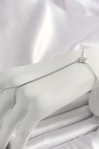 sivora Brass Silver Color Waterway Zircon Stone Star Model Women's Şahmeran