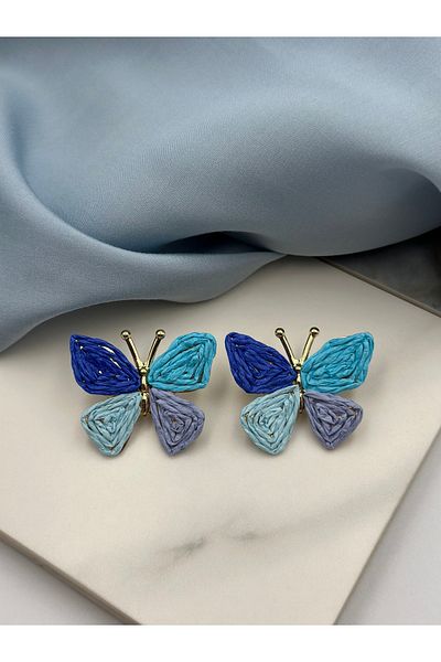 Lumiera Blue Shades Butterfly Figured Design Summer Concept Earrings