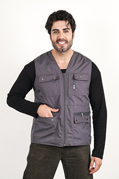 HeviStor Summer Vest Multi-Pleated Stylish Design Chest Pocket Zipper