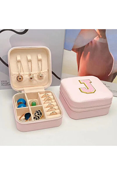 Choice صندوق تخزين المجوهرات الصغير J أفكار هدايا وصيفة العروس حقيبة مجوهرات السفر الحرف الأول مع اسم الميلاد.